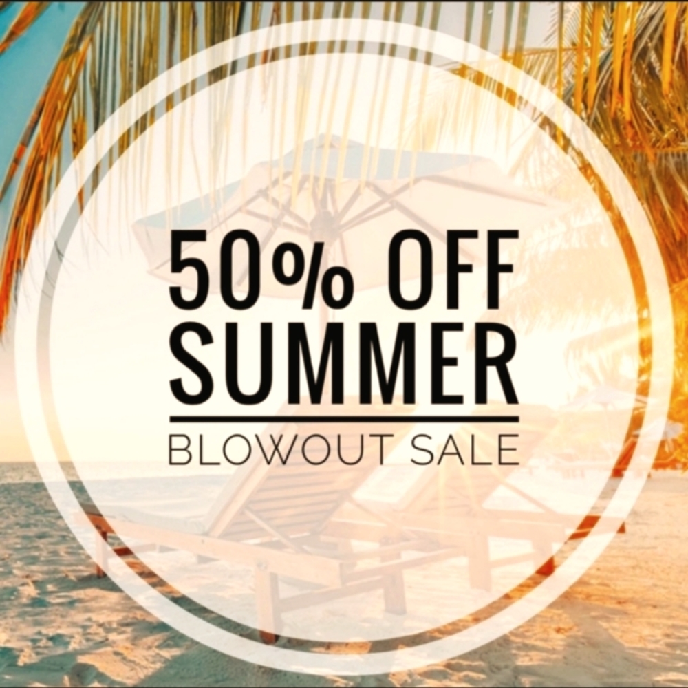 All clothes!  For the months Of June, July, and August 50% off